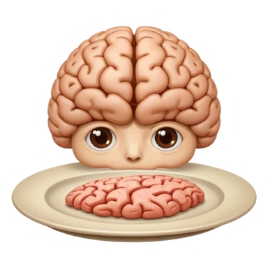 Brain on a plate next to head  sticker