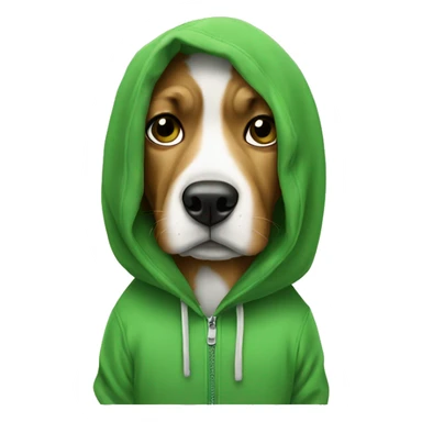 Dog wearing green hoodie  sticker