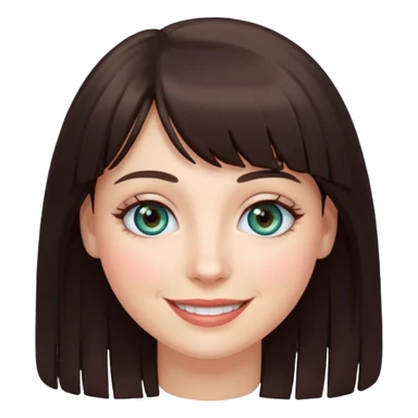 Simple White smiling women with a dark brown fringe and blue greenish eyes sticker