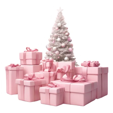Light pink Christmas gifts under a white Christmas tree  sticker