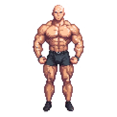 bald muscular man, strong build, confident pose sticker