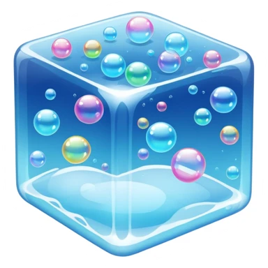 An ice cube surrounded by hundreds of floating bubbles  sticker