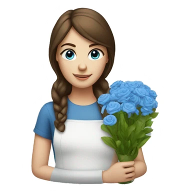 florist girl with brown hair and blue eyes sticker