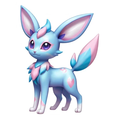 Shiny Cool Sparkly Cute Ethereal Espeon-Sylveon-Glaceon-Fakemon-hybrid-fusion- full body sticker