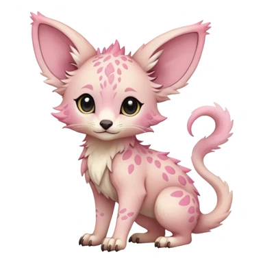 Feral Rare Fantasy cute pastel pink Vernid-Trico-species by LiLaiRa, random markings, tufted ears, full body sticker