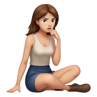angry woman with brown hair sitting on a floor in profile avoiding conversation sticker
