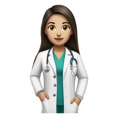 Pretty brunette long hair doctor, fair skin, black eyes sticker