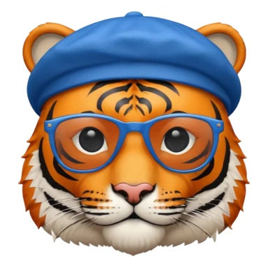 tiger in sunglasses with blue berets sticker