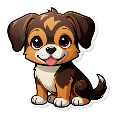 Black and brown cute dog sticker