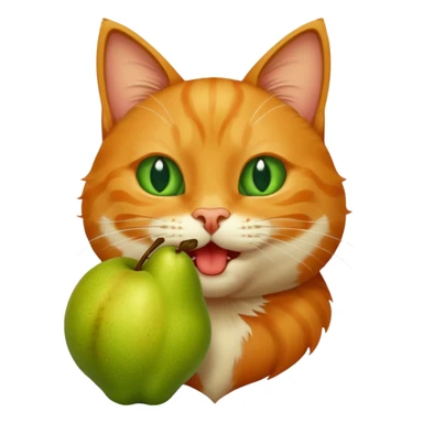 katze mit birne zwischen den zähnen  sticker