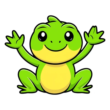 smiling frog waving sticker