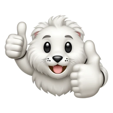 Furry white Hand  thumbs  sticker