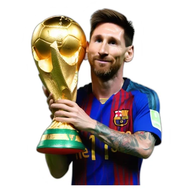 Lionel Messi kissing the world cup sticker