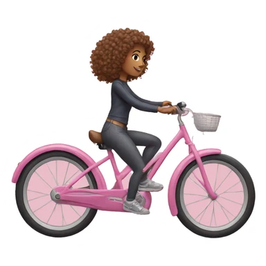 girlwith curly hair riding pink bike sticker