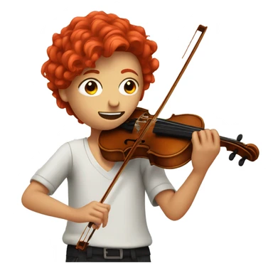 person playing violin with red hair and red eyes sticker
