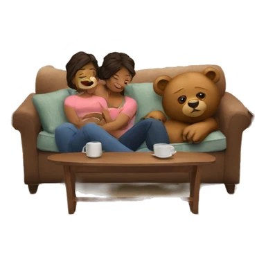 Bears around a woman on the couch  sticker