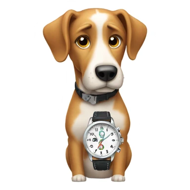 Dog looking at his watch impatiently  sticker