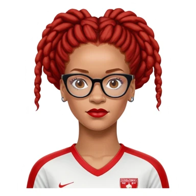 Rihanna freckles soccer mom updo dreadlocks island red and white jersey cool eyeglasses sticker