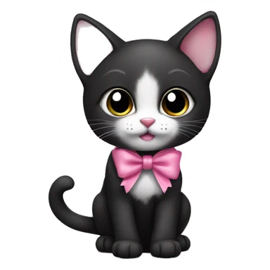 Black kitten with pink bow sticker