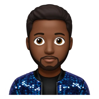 Michael McCary from Boyz II Men with dark brown hair, black sequin outfit sticker