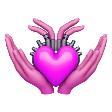 Neon cyberpunk style 
heart made of  hands sticker