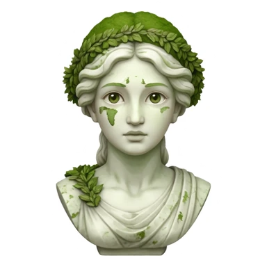 female greek sculpture with moss sticker