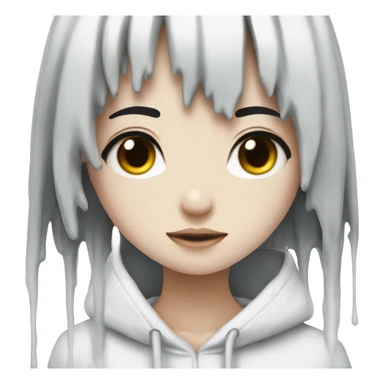 white paint dripping over an anime girl with black hair sticker