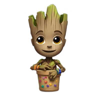 Groot with colorful bracelets sticker
