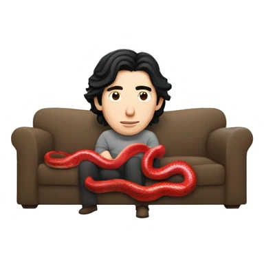 Adam driver in couch with two red snakes watching a movie  sticker