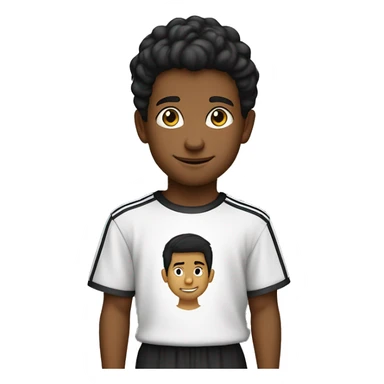 menino com  9 anos camiseta da adidas preta e branca cabelo preto e fone de ouvido preto cabelo liso e sosinho sticker