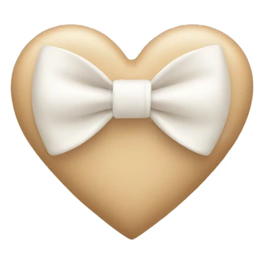 Beige heart with white bow sticker