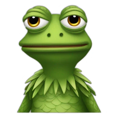 Pepe la rana con pestañas y pelo negro sticker