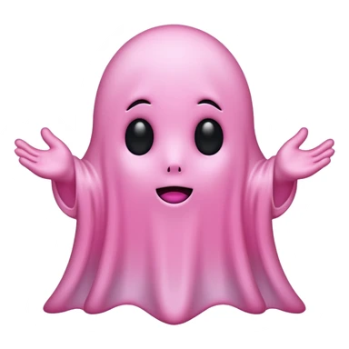 solid pink ghost with only black eyes sticker