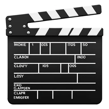 minimalist film clapperboard, simple movie slate with clear black and white design, classic cinema clapper sticker