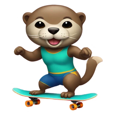 An otter wearing a luchador mask riding a skateboard sticker