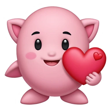 create a chibi sticker of Kirby smiling with a heart in his hands sticker