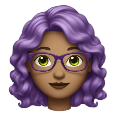 curvy-white-woman,wavy-purple-hair,green-eyes-square-glasses sticker