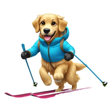 Skiing golden retriever sticker