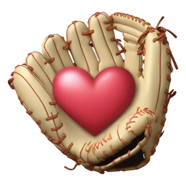 Baseball glove catching heart  sticker