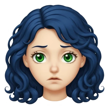 Girl with long  curly dark blue hair, green eyes, and very fair skin Disgusted sticker