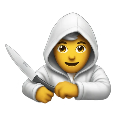 man in hoodie polishing knifes sticker