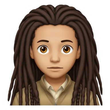 Lightskin with brown eyes and dark brown long dreads with a lining sticker