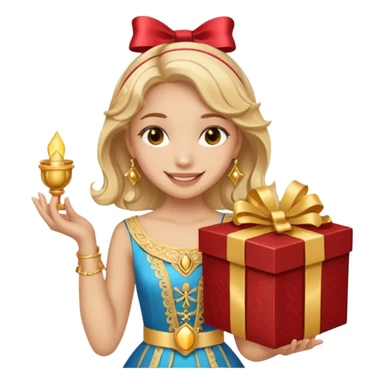 A smiling girl holding a beautiful box in her hand sticker