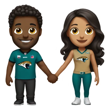Brown guy and brown girl withJacksonville jaguars  clothes holding hands sticker