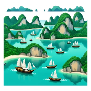 ha long  bay with a white border sticker