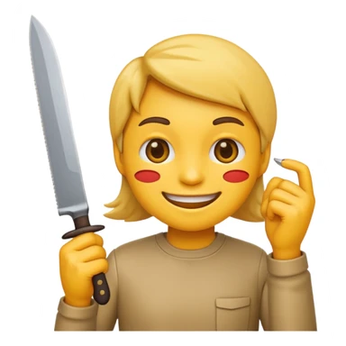 normal smile emoji 🙂 holding knife emoji in right hand sticker