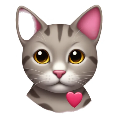 Gato con corazón rosado  sticker