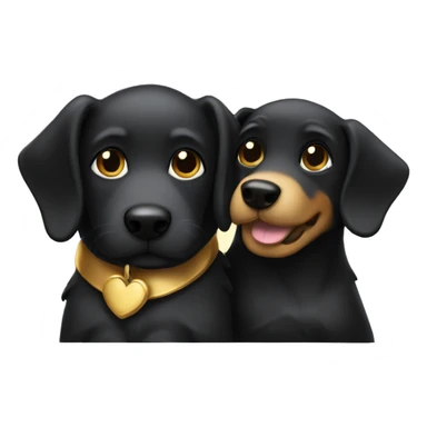 Black dog hugging golden dog sticker