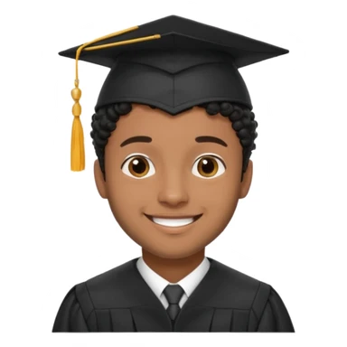 Graduated Students, Male, brown skin, black curly hair, proudly, short hair, wearing graduation cap sticker
