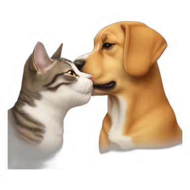 Cat and dog kiss  sticker